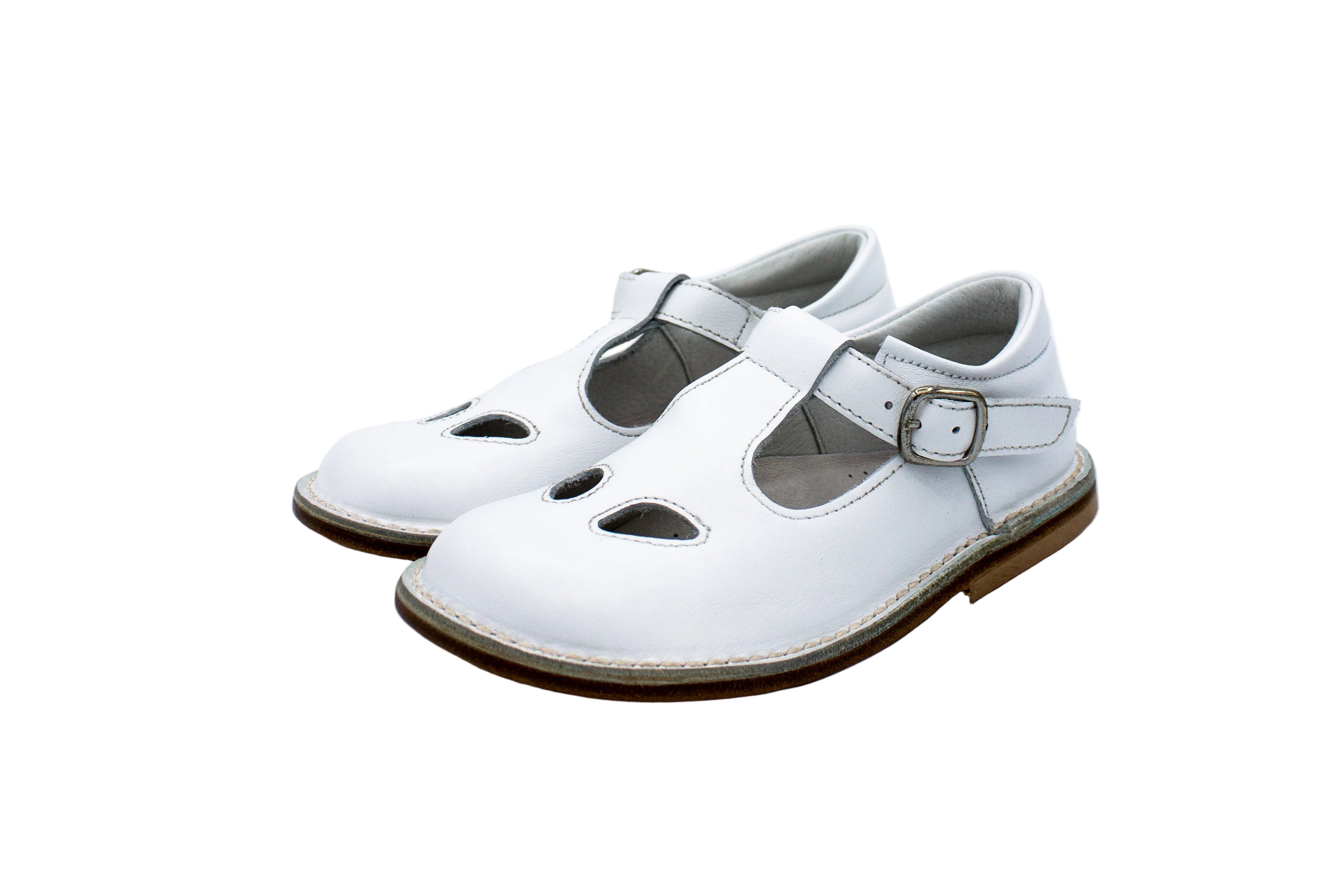 Sandali occhietti in pelle bianco