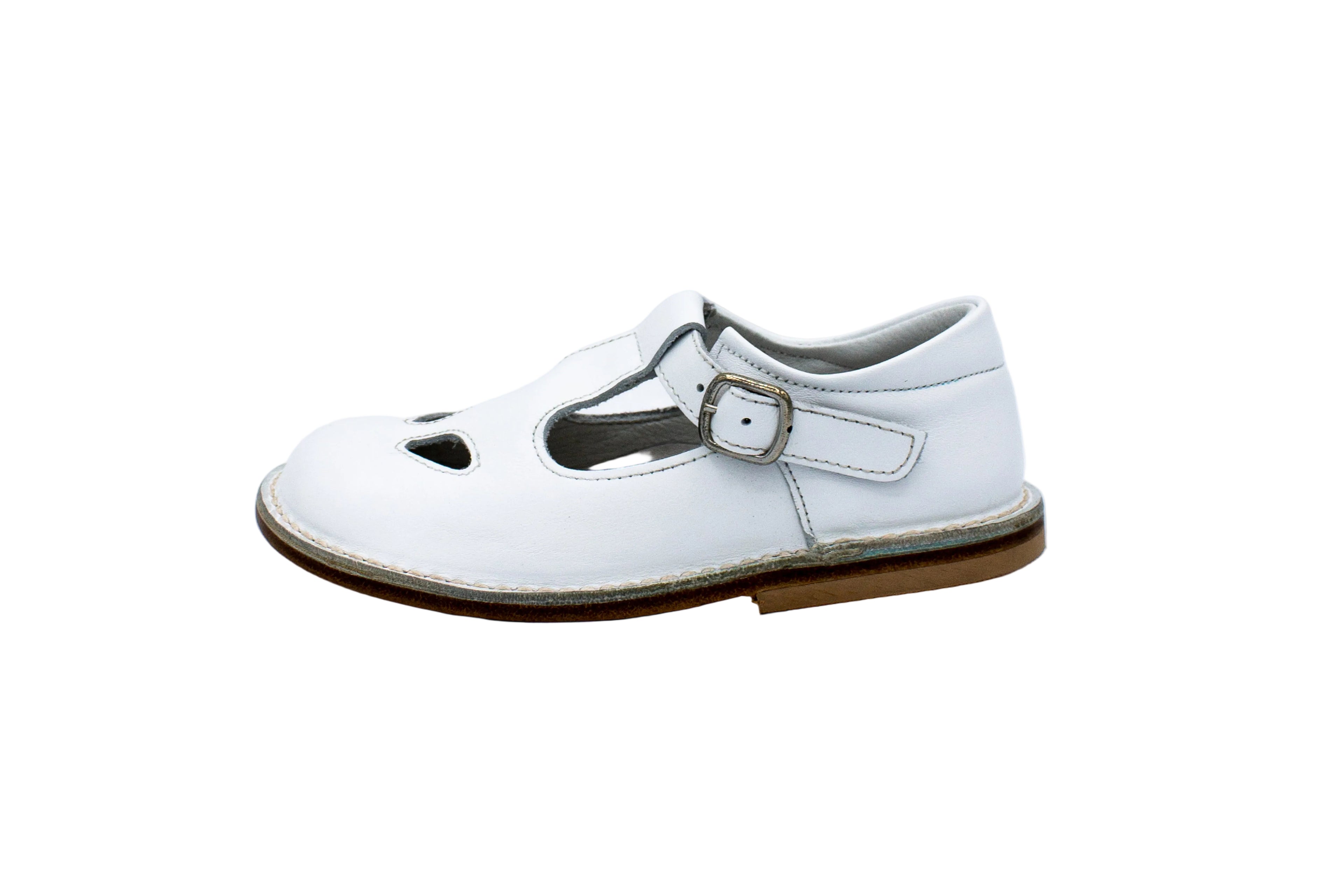 Sandali occhietti in pelle bianco