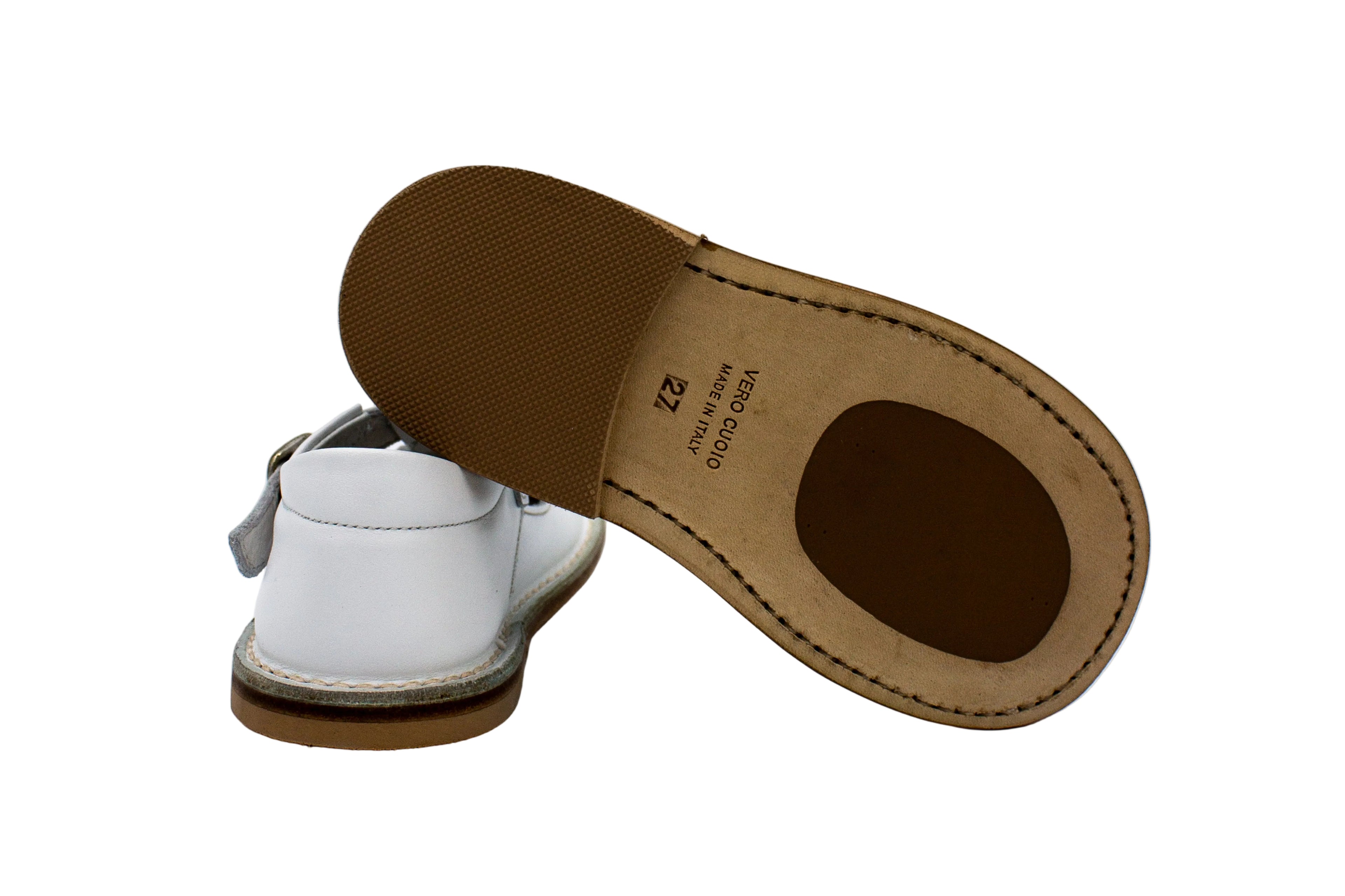 Sandali occhietti in pelle bianco