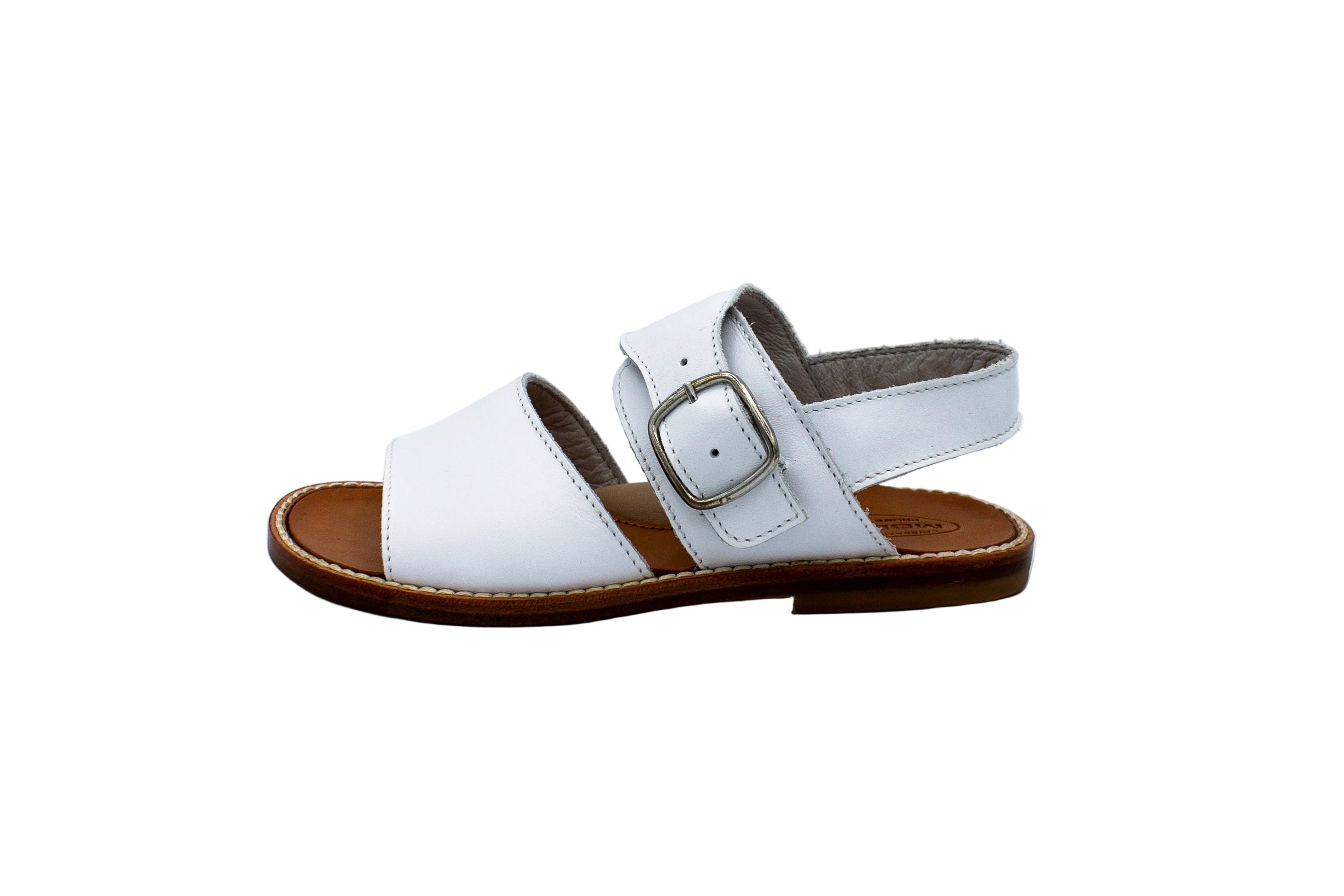 Sandali frate da bambino in pelle bianco