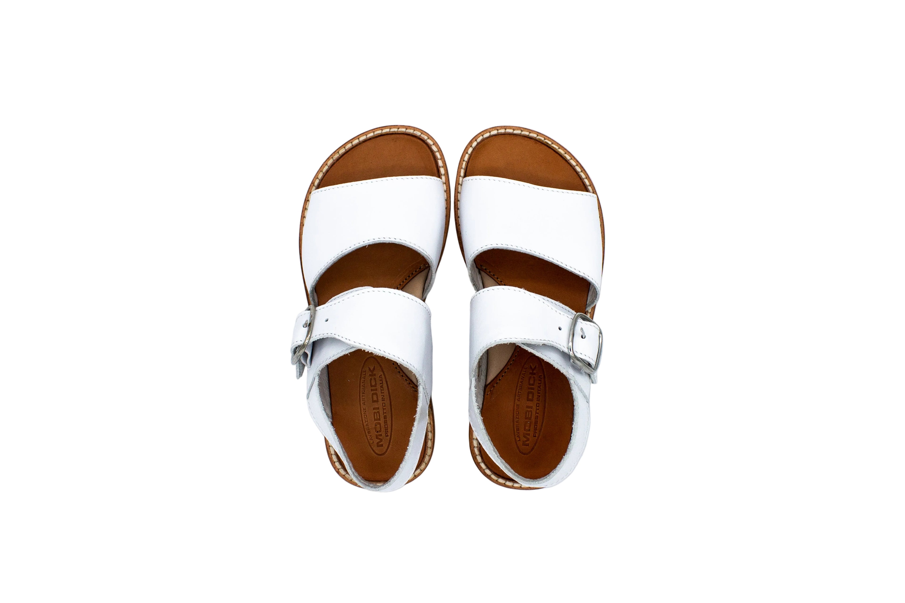 Sandali frate da bambino in pelle bianco