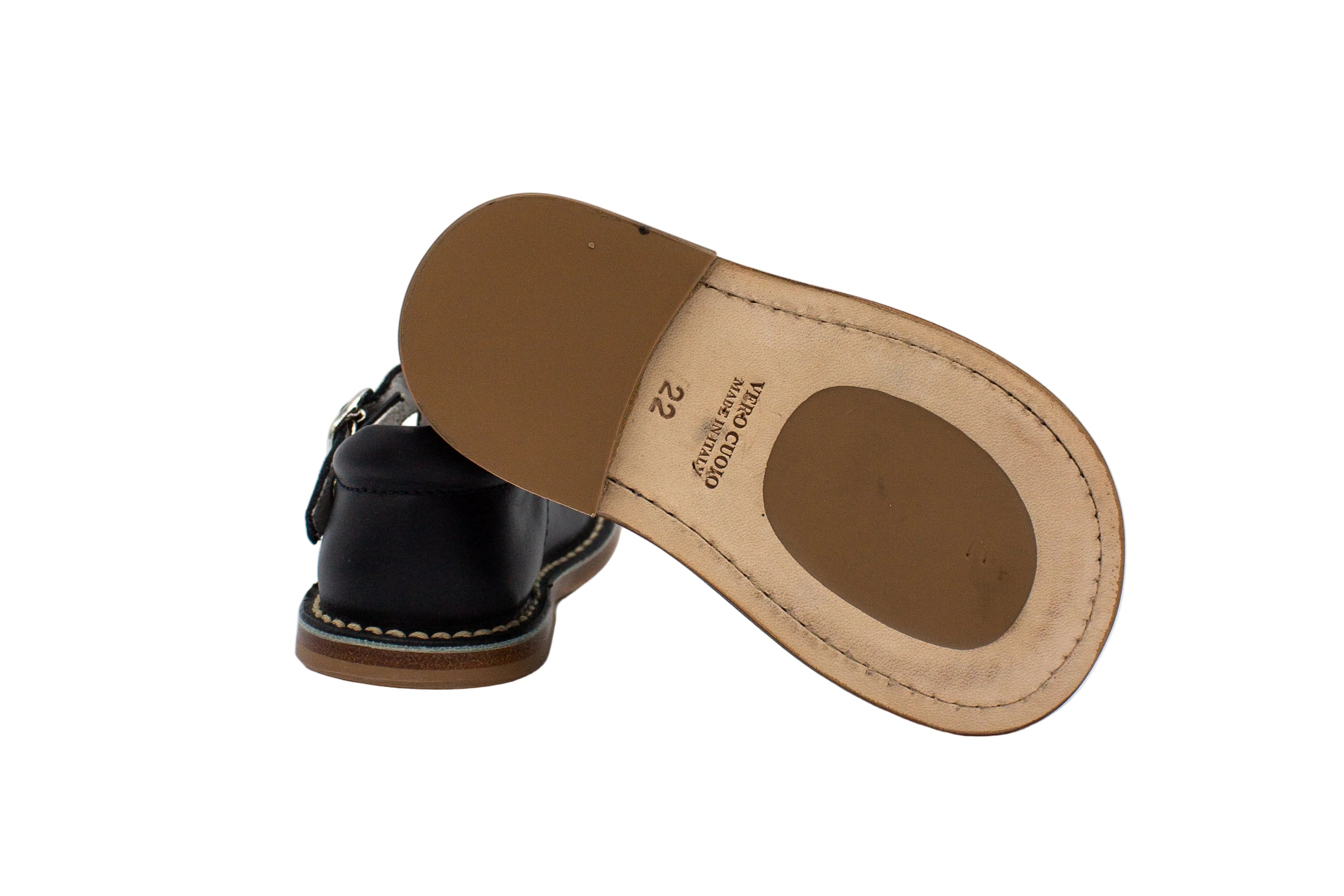 Sandali occhietti in pelle blu
