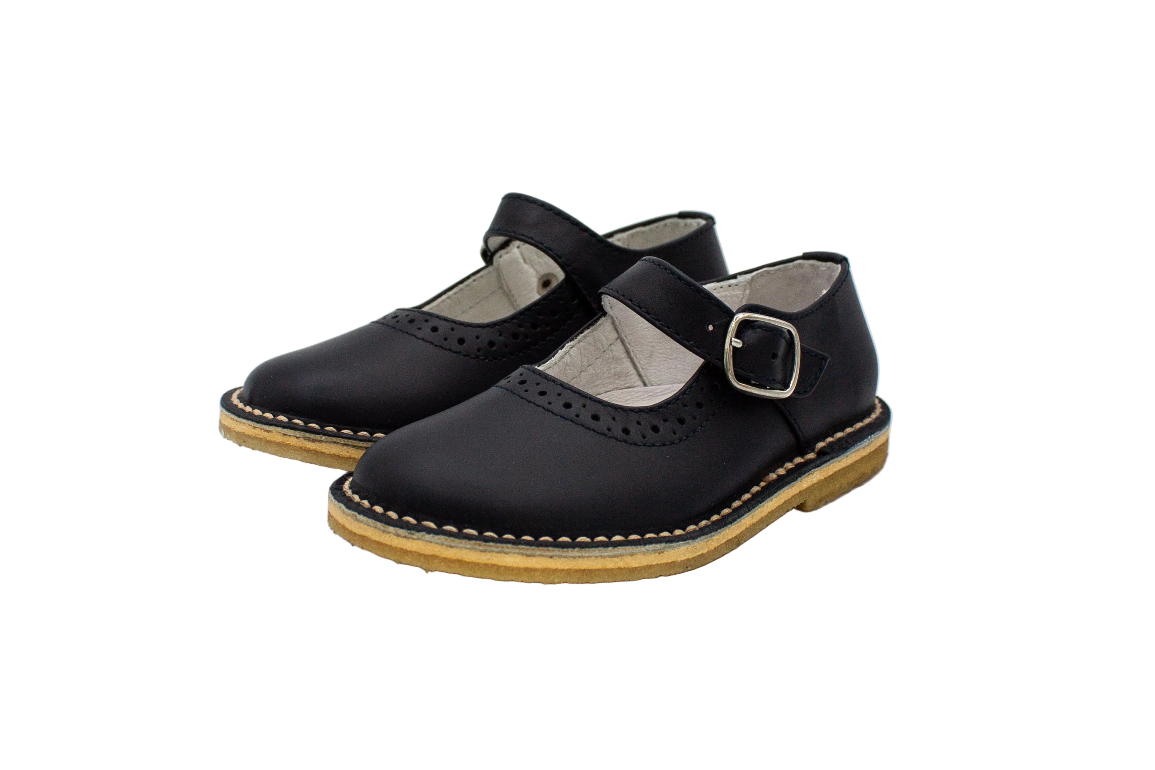 Ballerine da bambina in pelle con cinturino blu