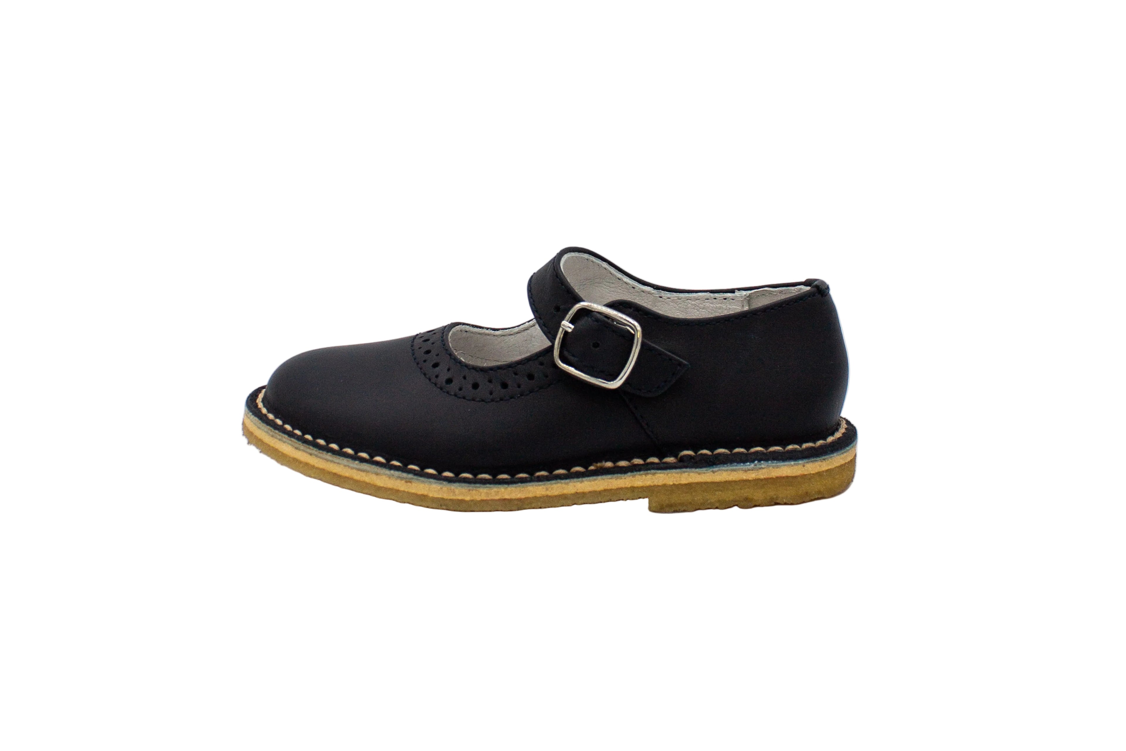 Ballerine da bambina in pelle con cinturino blu