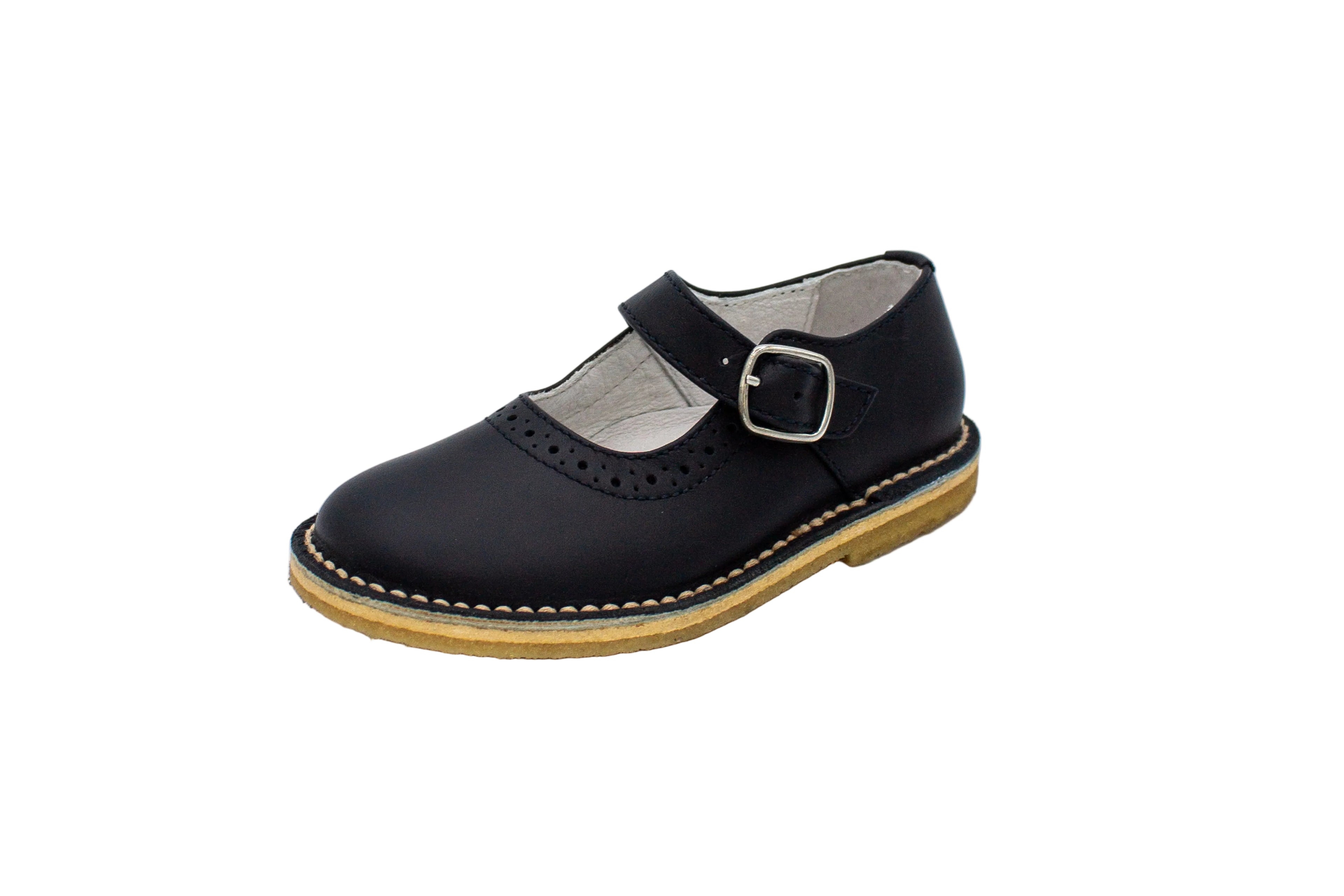 Ballerine da bambina in pelle con cinturino blu