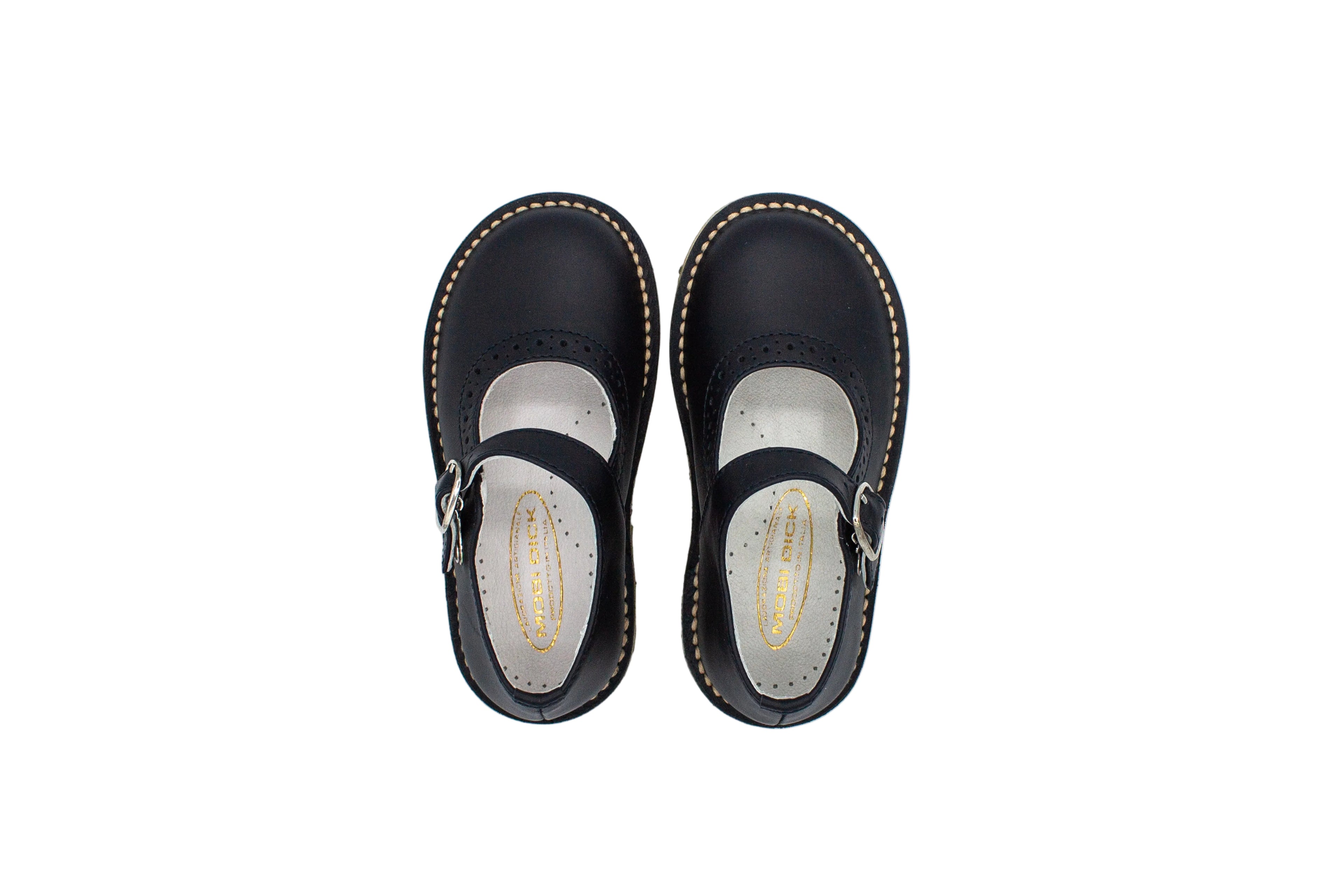 Ballerine da bambina in pelle con cinturino blu