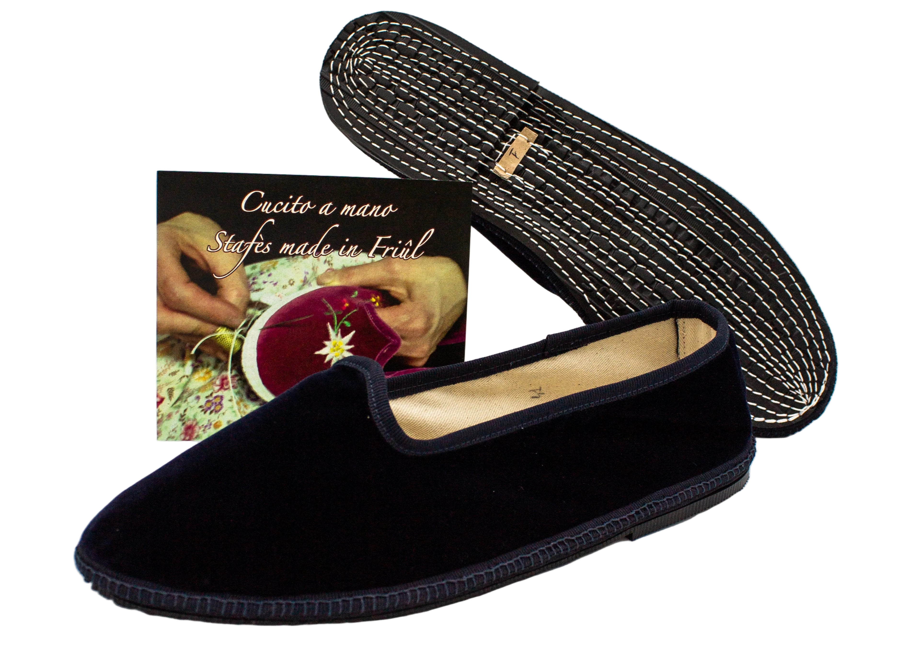 Men's blue velvet slippers