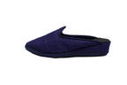 Blue silk wedge clogs