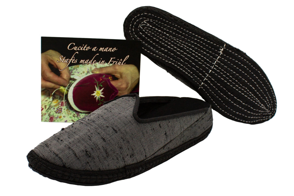 Gray silk wedge clogs
