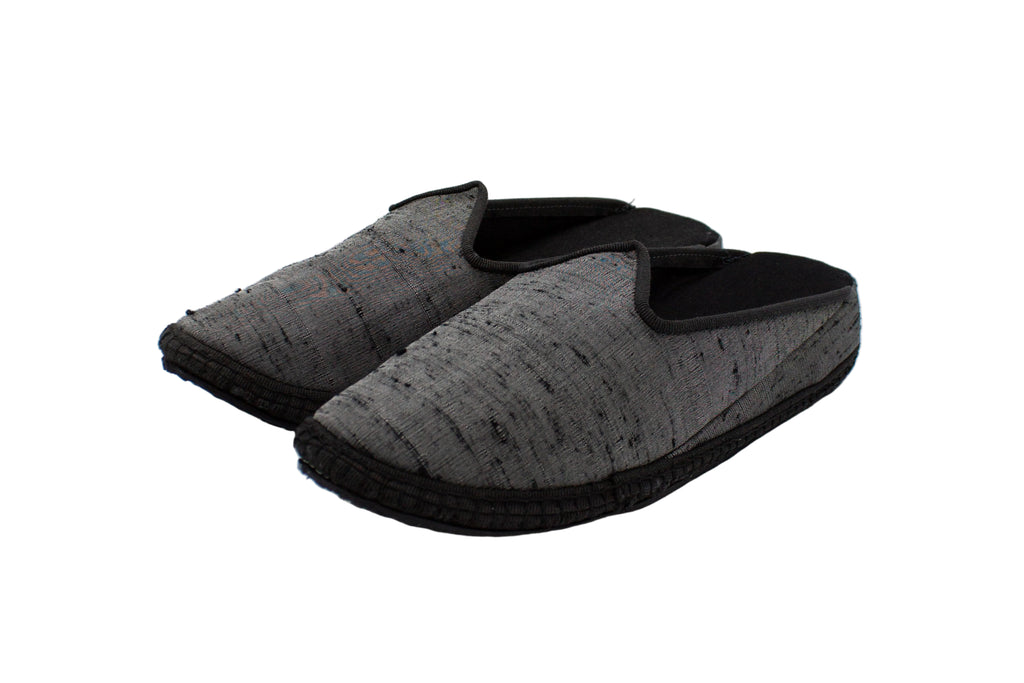 Gray silk wedge clogs
