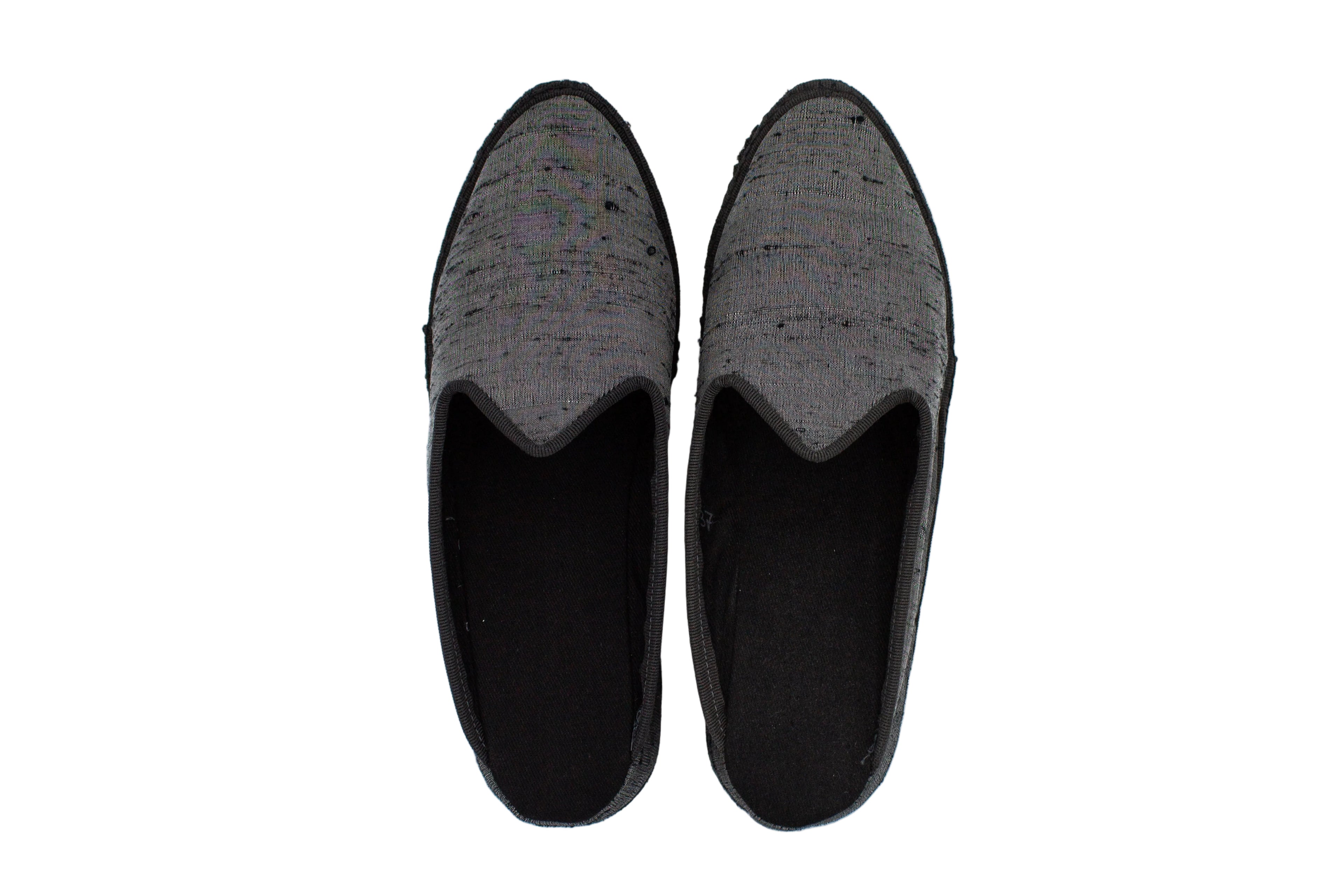 Gray silk wedge clogs