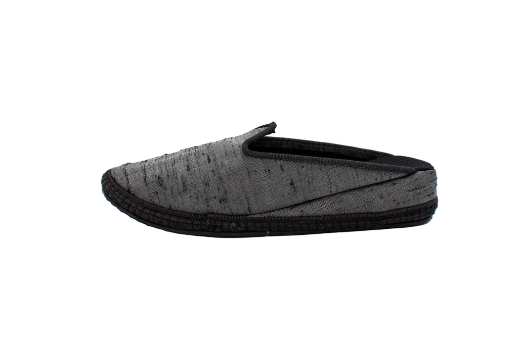 Gray silk wedge clogs