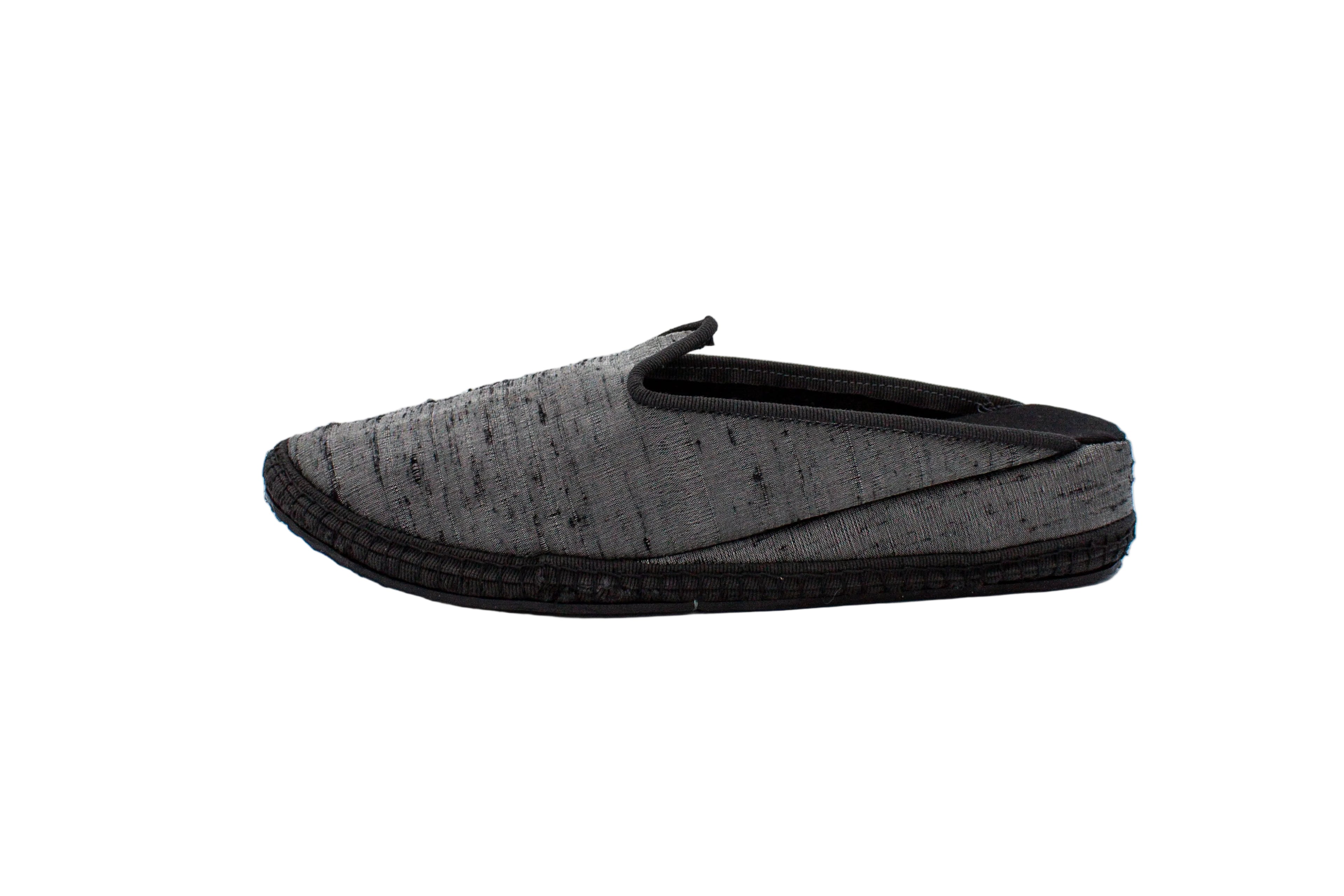 Gray silk wedge clogs