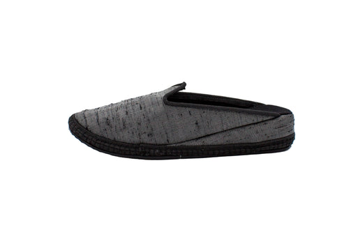 Friulane sabot con zeppa in seta grigio