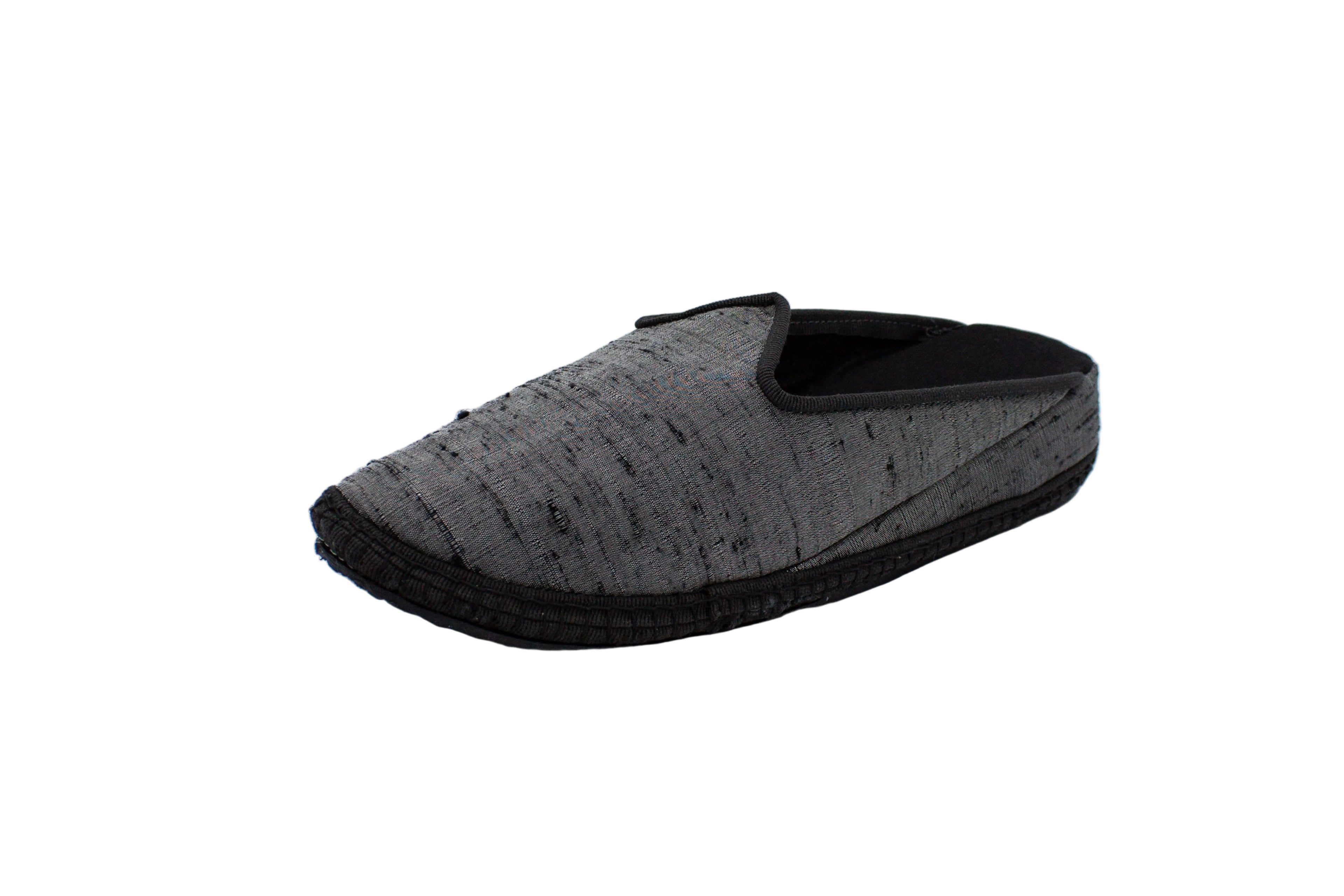 Gray silk wedge clogs