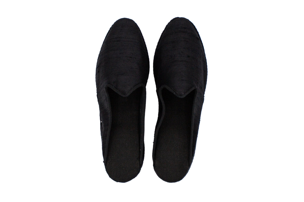 Friulane sabot con zeppa in seta nero