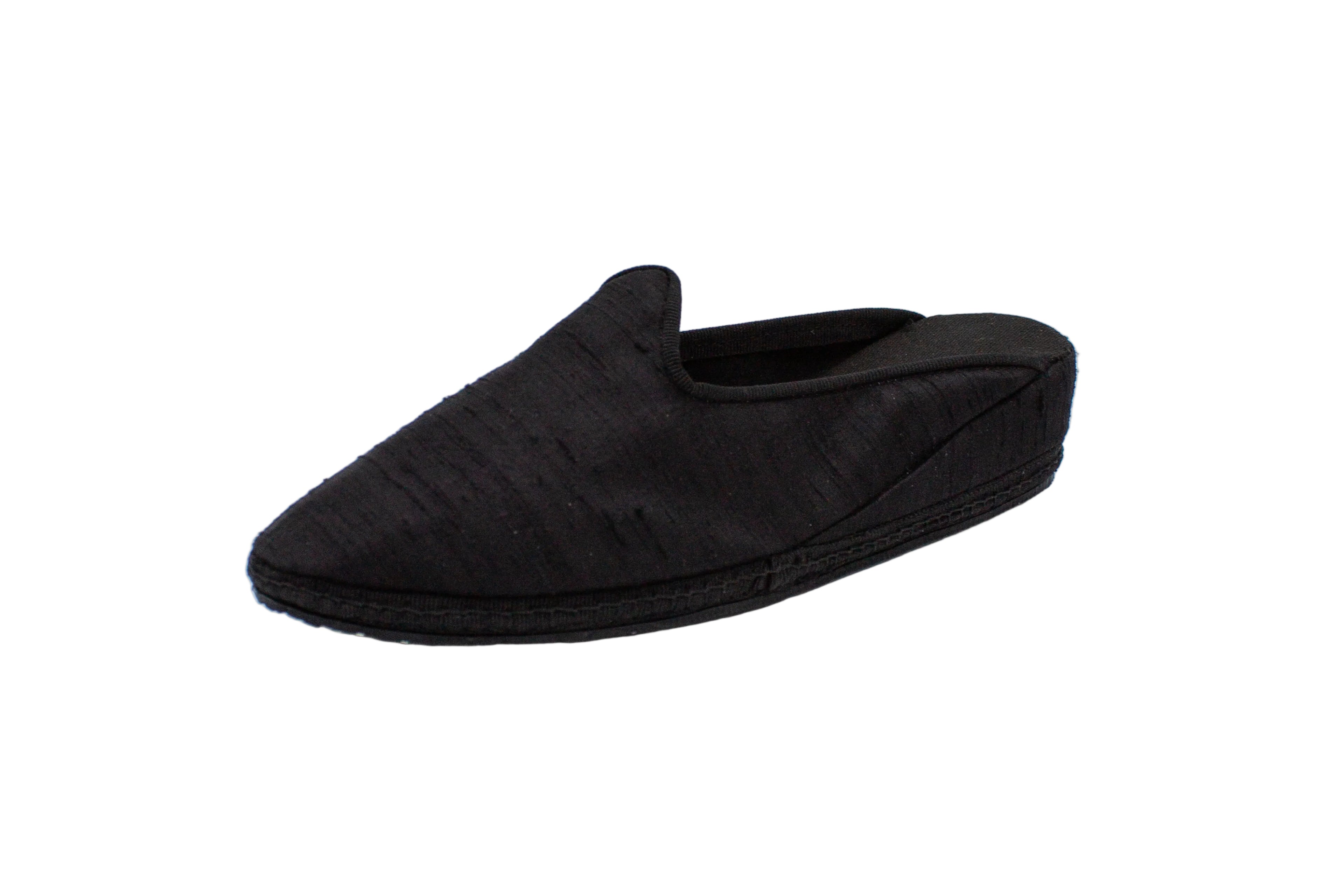 Friulane sabot con zeppa in seta nero