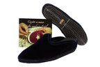 Friulane sabot con zeppa in velluto blu