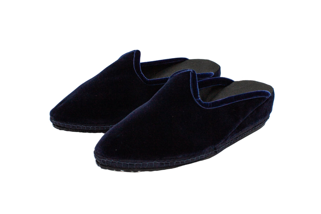 Friulane sabot con zeppa in velluto blu