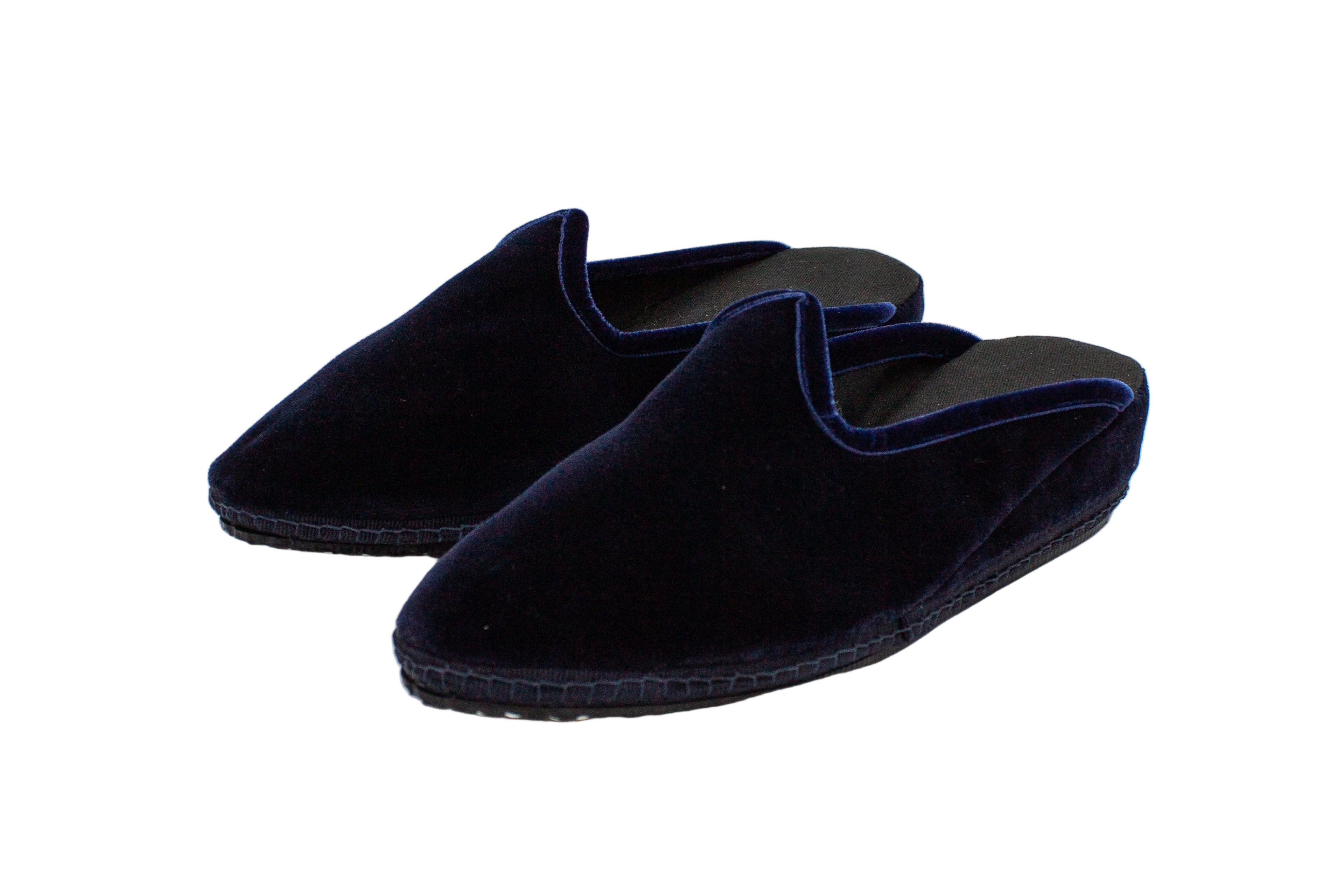 Friulane sabot con zeppa in velluto blu