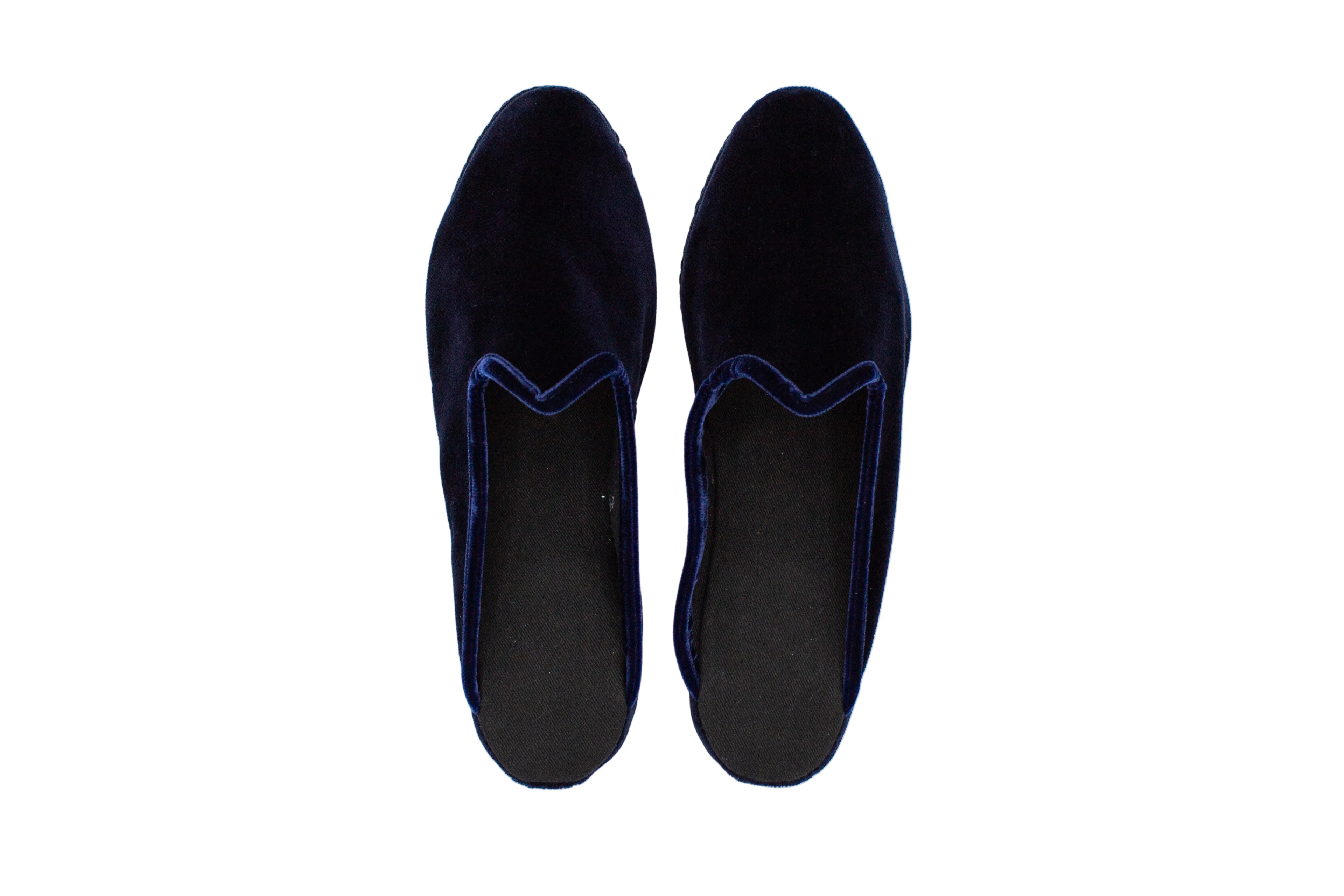 Friulane sabot con zeppa in velluto blu