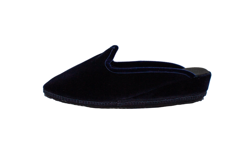 Friulane sabot con zeppa in velluto blu