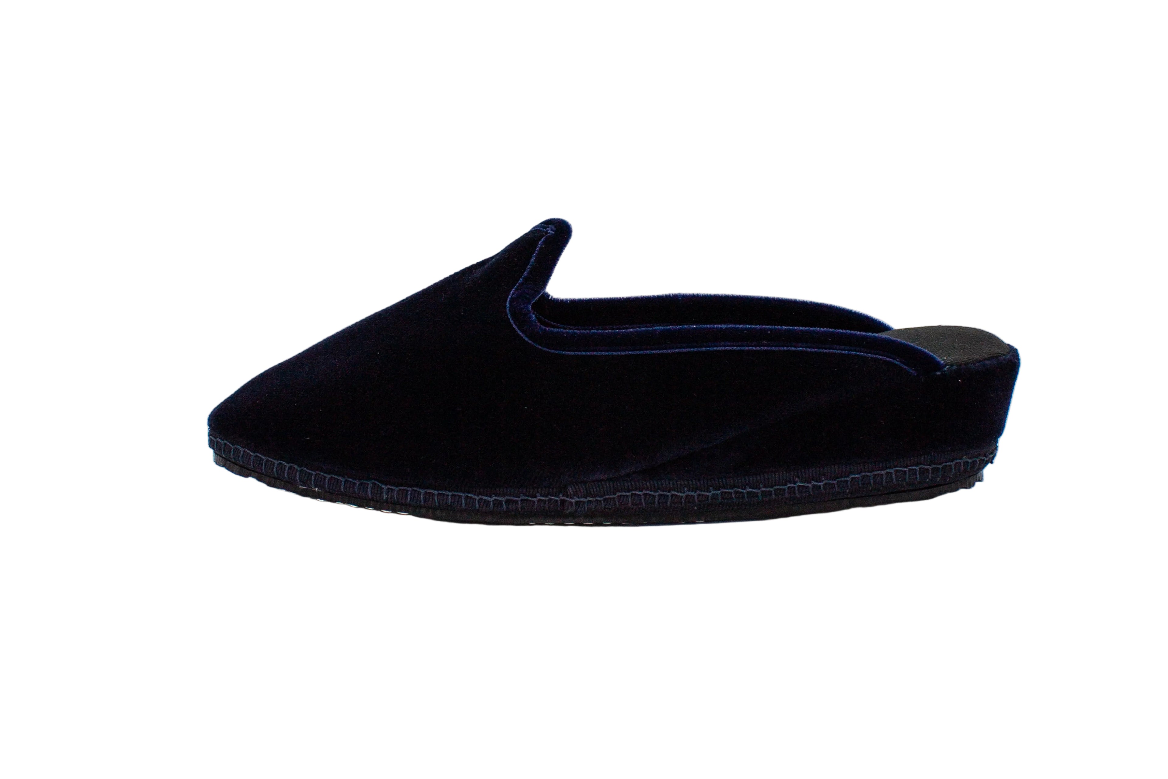 Friulane sabot con zeppa in velluto blu