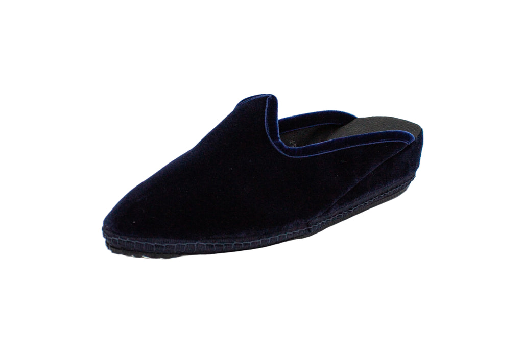 Friulane sabot con zeppa in velluto blu