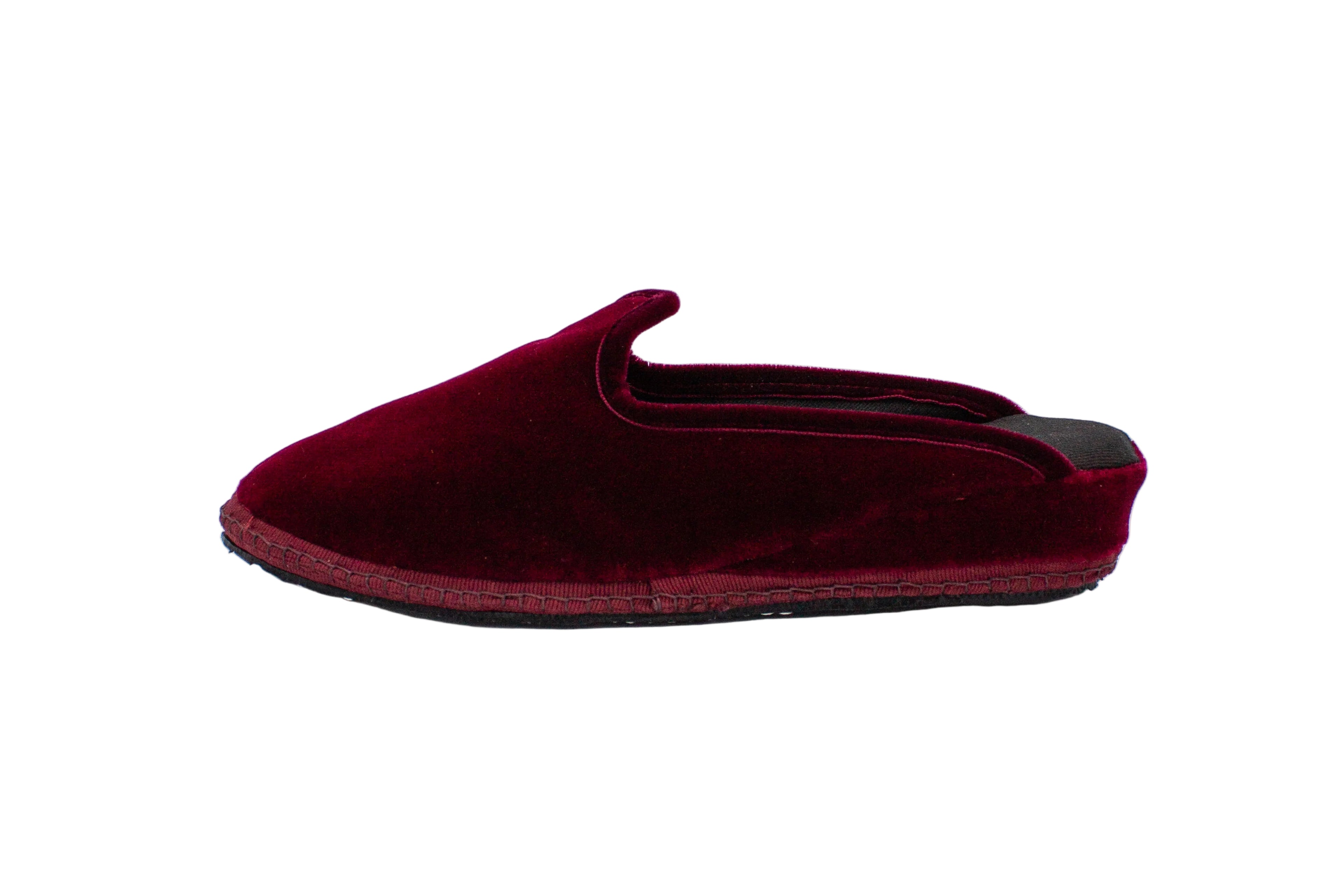 Friulane sabot con zeppa in velluto bordeaux