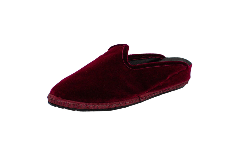 Friulane sabot con zeppa in velluto bordeaux