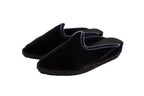 Gray velvet wedge clogs