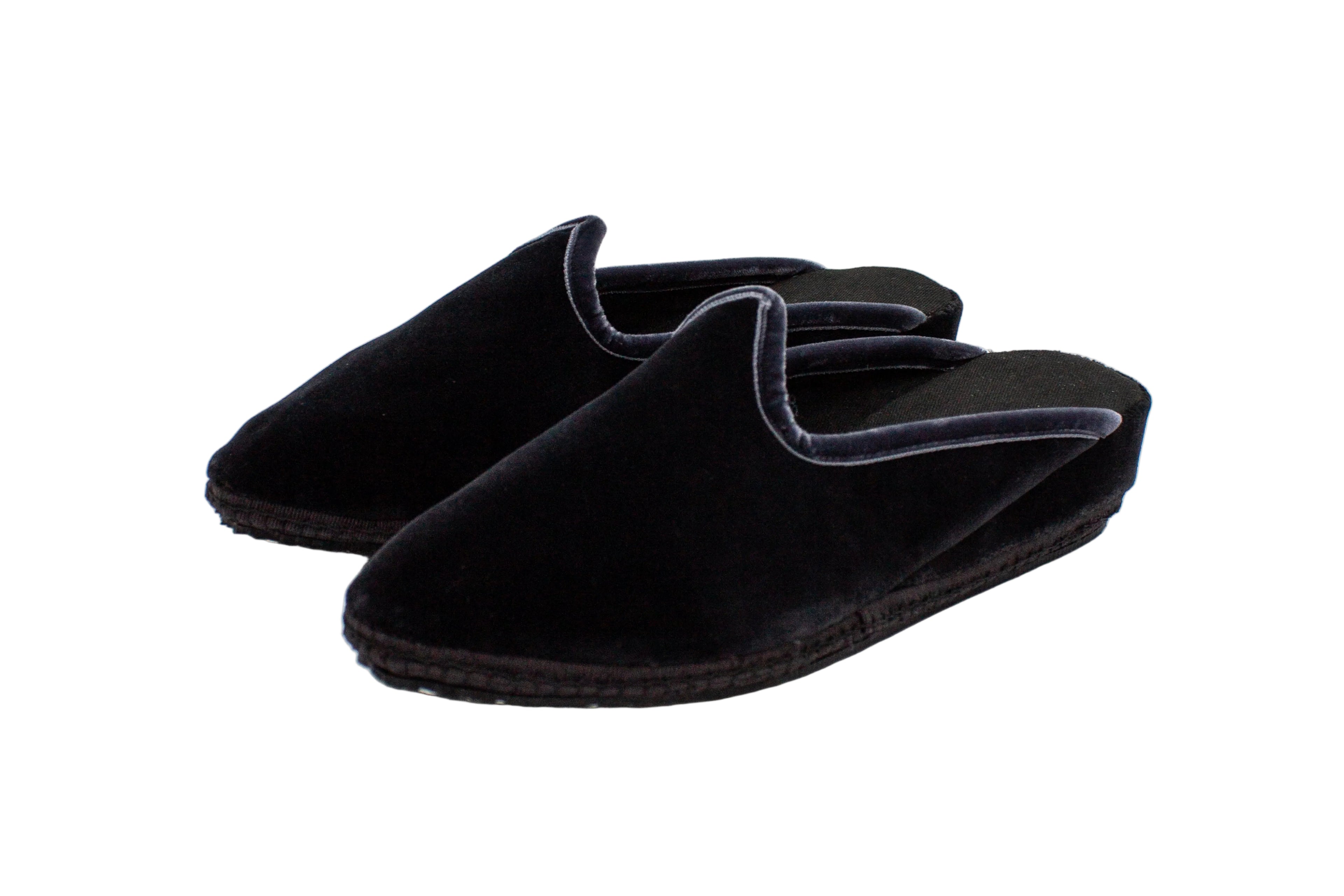 Gray velvet wedge clogs