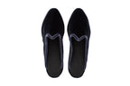 Gray velvet wedge clogs