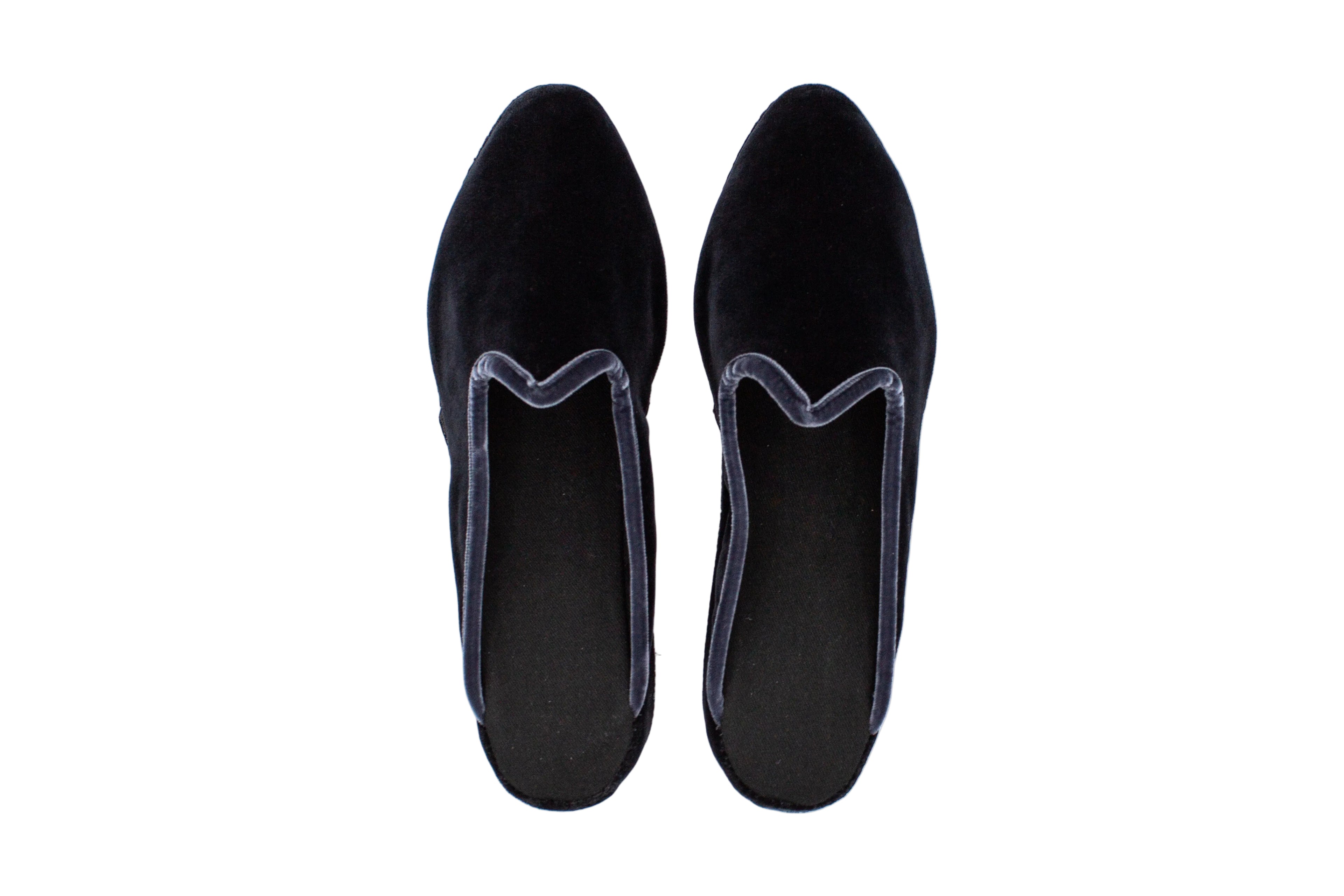 Gray velvet wedge clogs