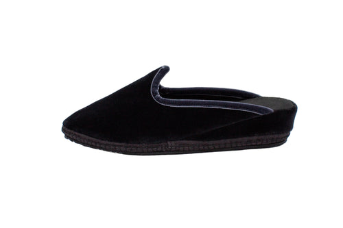 Friulane sabot con zeppa in velluto grigio