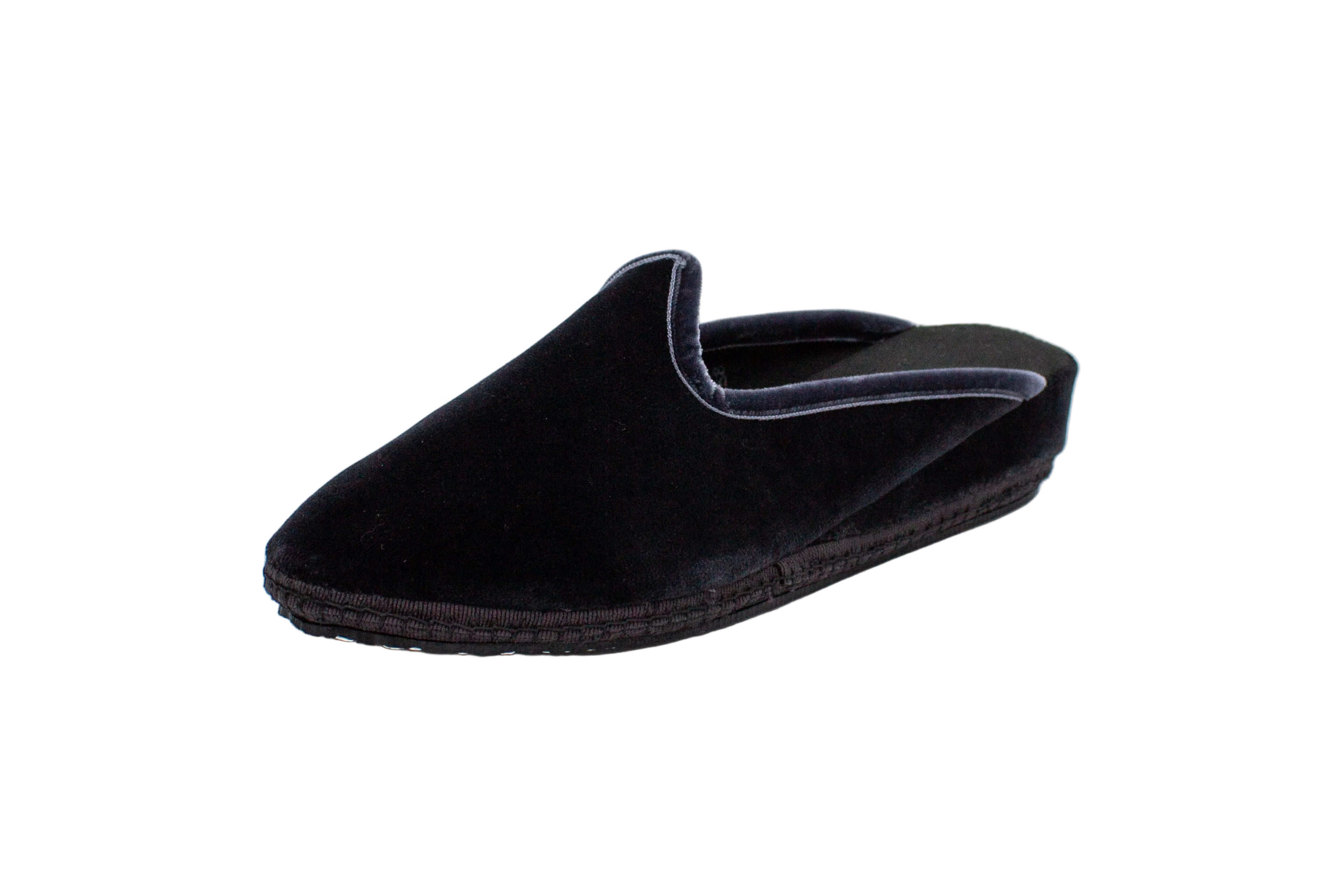 Gray velvet wedge clogs