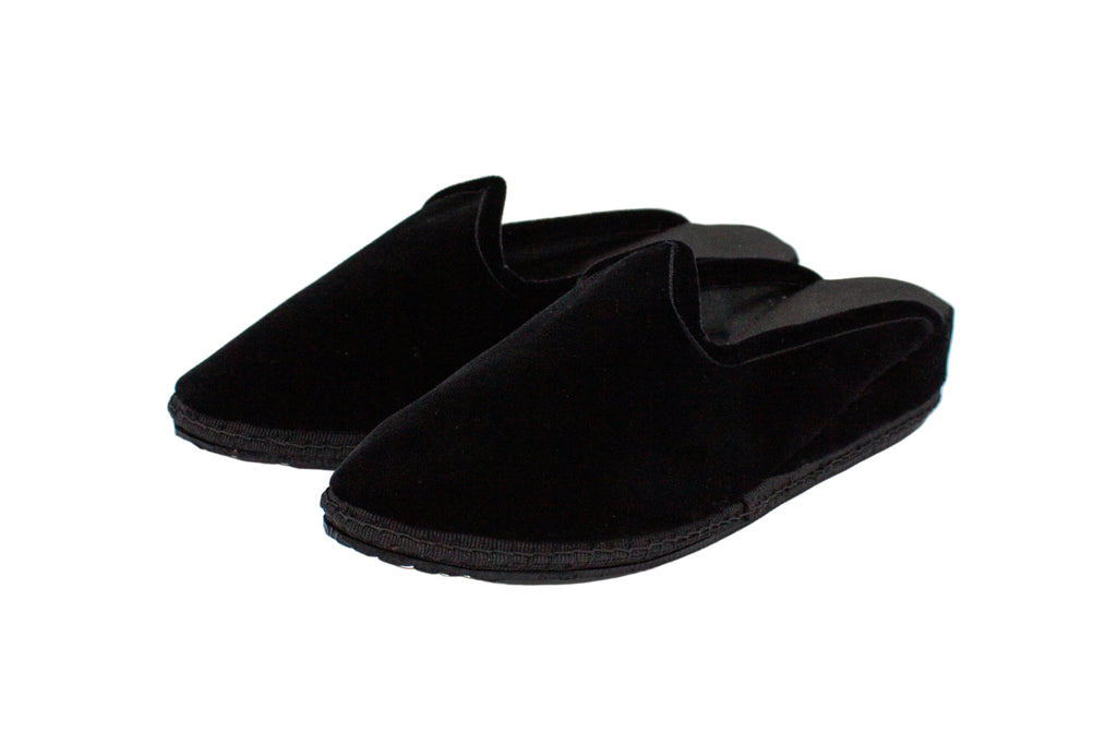 Black velvet wedge clogs