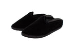 Black velvet wedge clogs