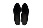 Black velvet wedge clogs