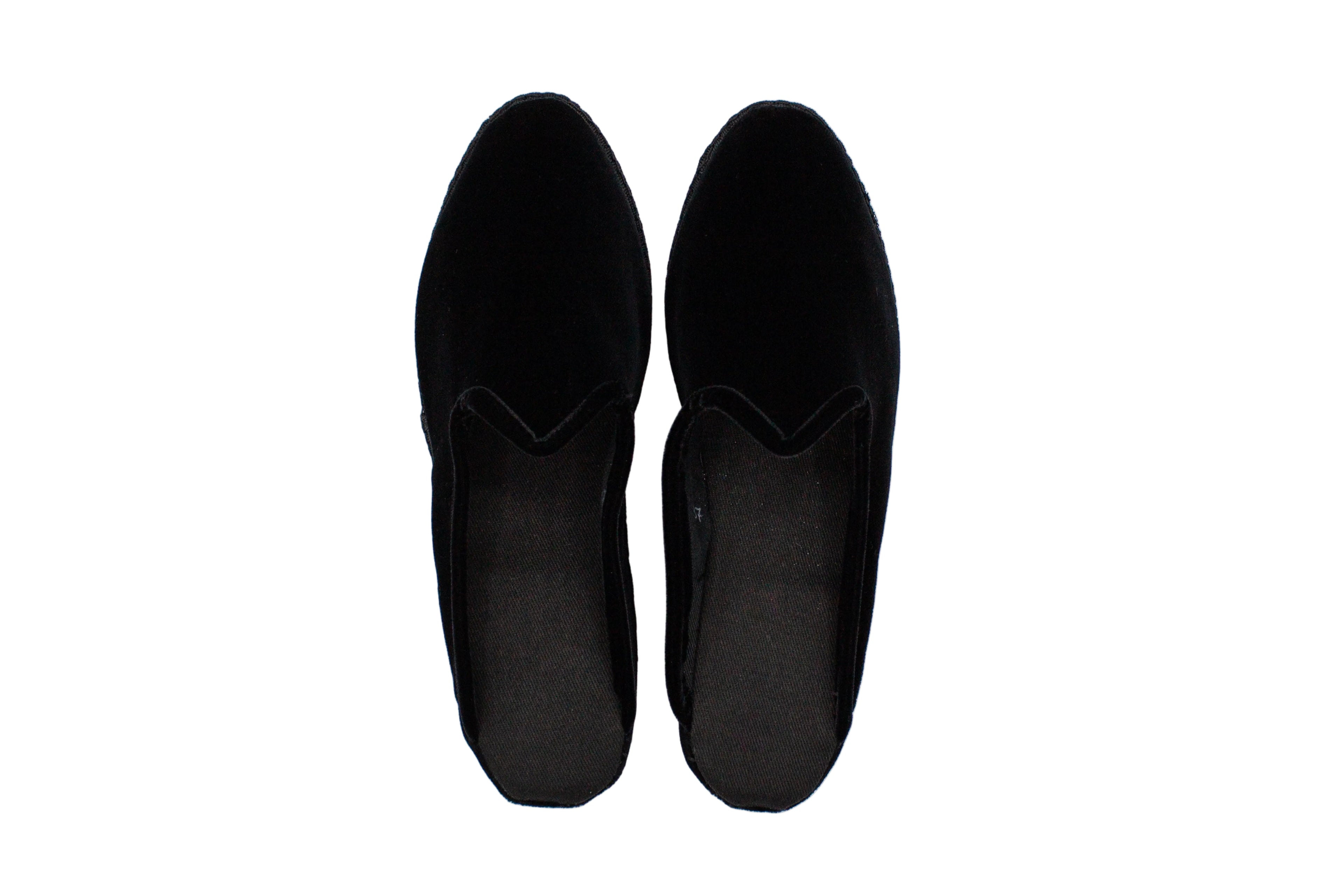 Black velvet wedge clogs