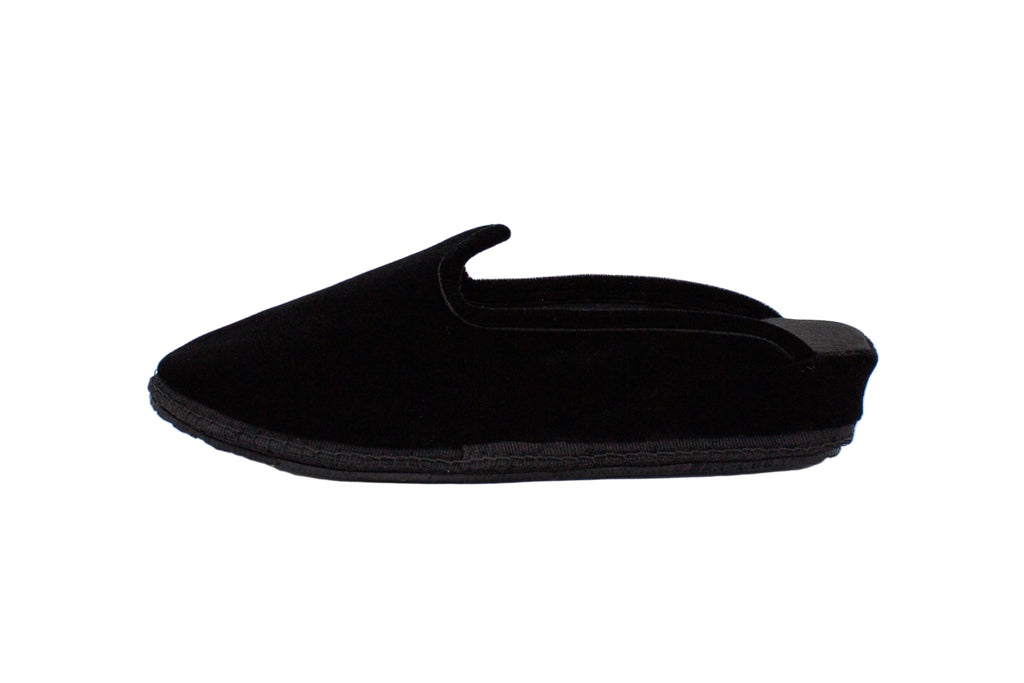 Black velvet wedge clogs