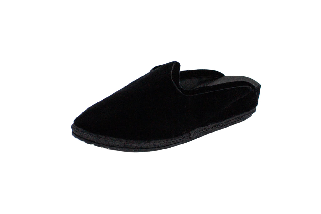 Black velvet wedge clogs