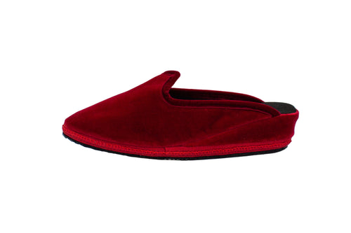 Friulane sabot con zeppa in velluto rosso