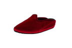 Red velvet wedge clogs