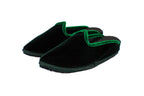 Green velvet wedge clogs