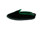 Green velvet wedge clogs