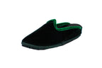 Green velvet wedge clogs