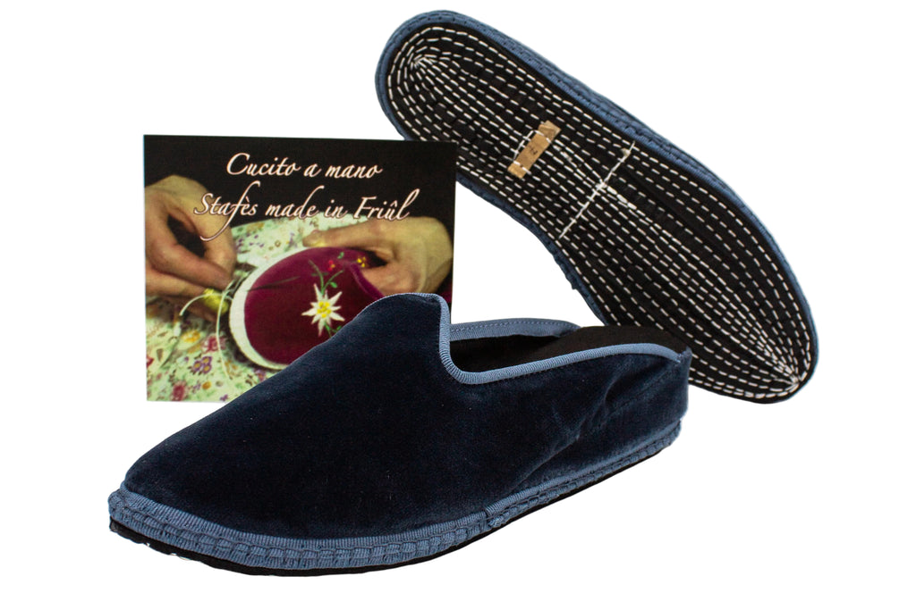 Sugar paper blue silk wedge clogs