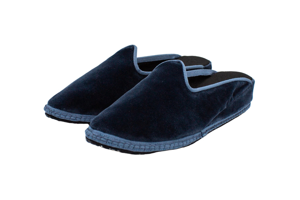 Sugar paper blue silk wedge clogs