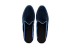 Sugar paper blue silk wedge clogs